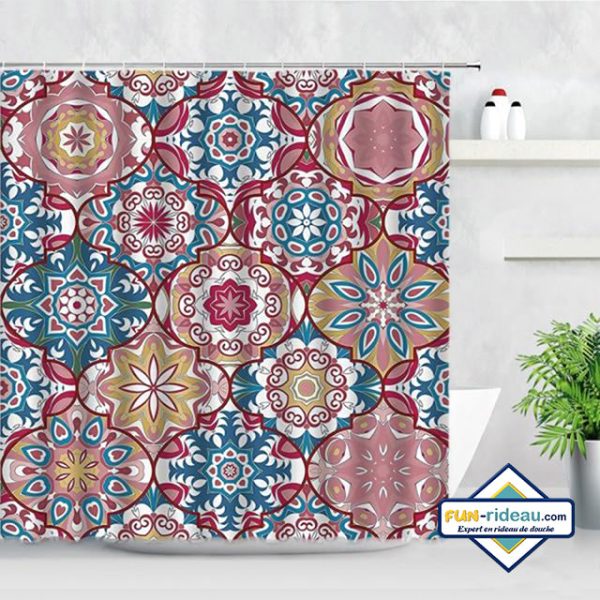 rideau de douche mandalas rouges