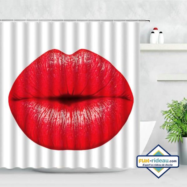 rideau de douche bouche rouge