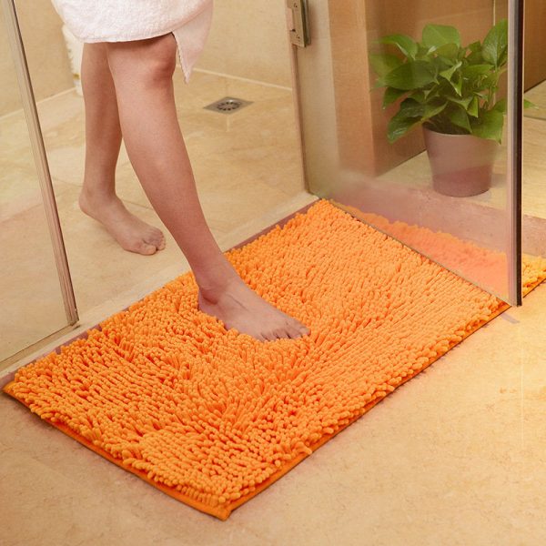 tapis de bain orange chenille