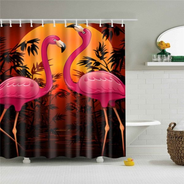 rideau douche flamant rose