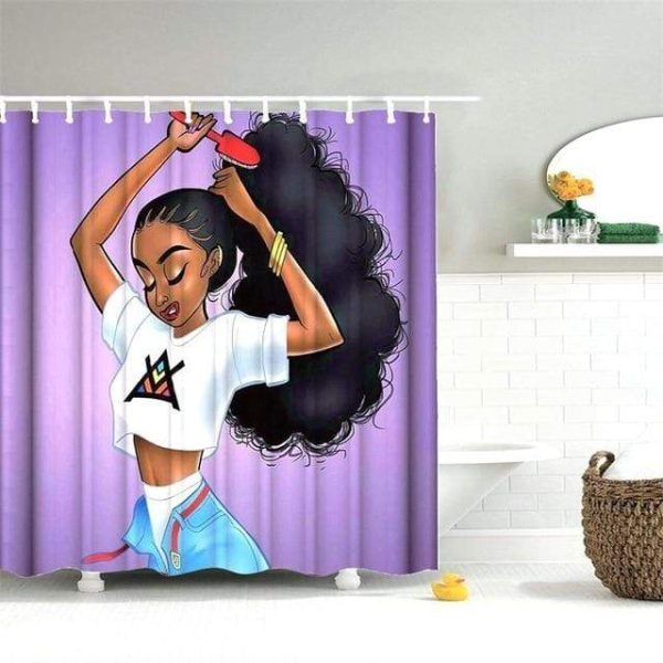 rideau de douche glamour femme noire