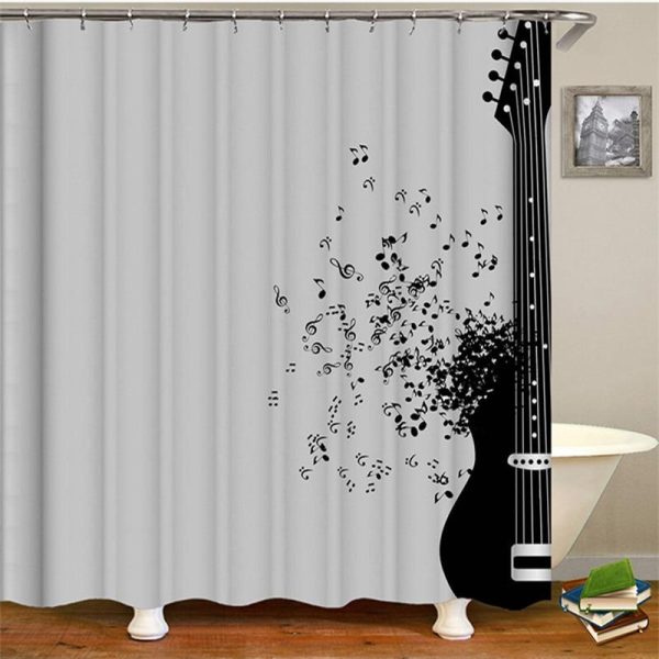 rideau de douche guitare noire