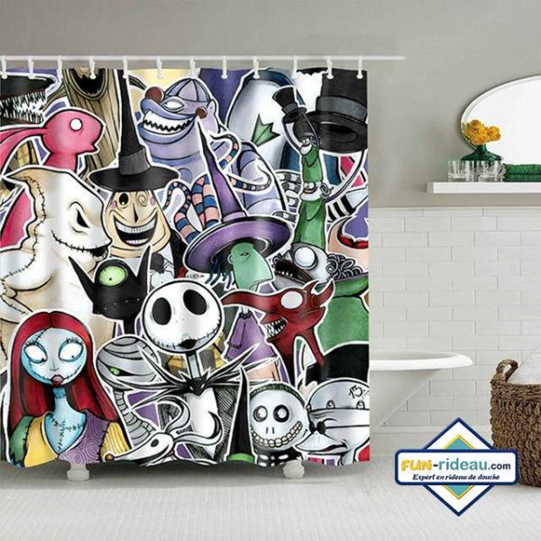 rideau de douche halloween monstres