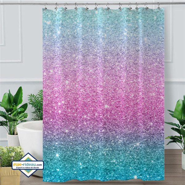 rideau de douche paillettes roses