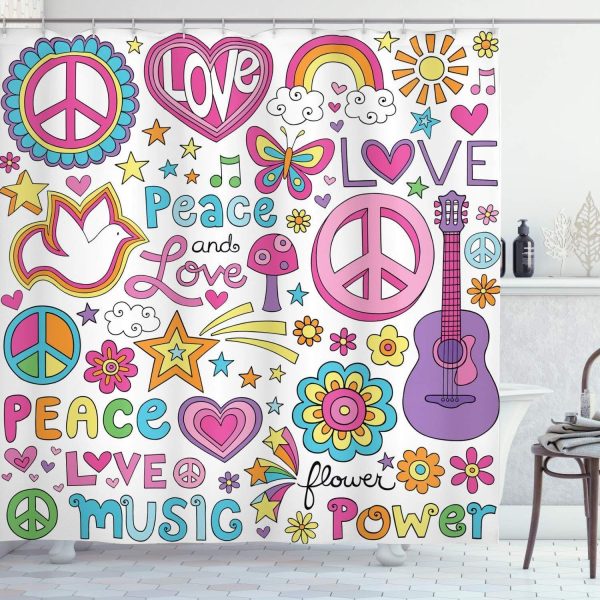 rideau de douche original peace and love