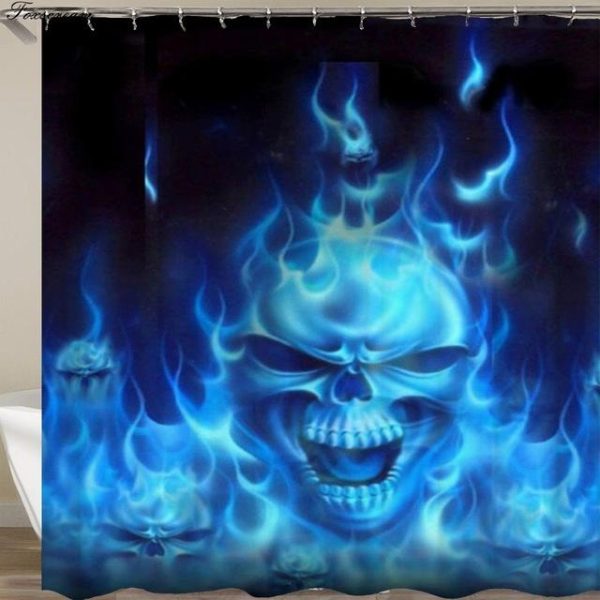rideau de douche crâne enflammé