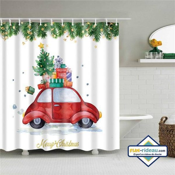 rideau de douche motif voiture Noël